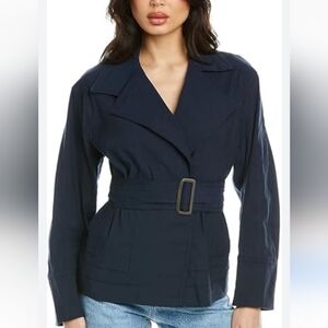 Vince navy blue belted lined blend utility jacket